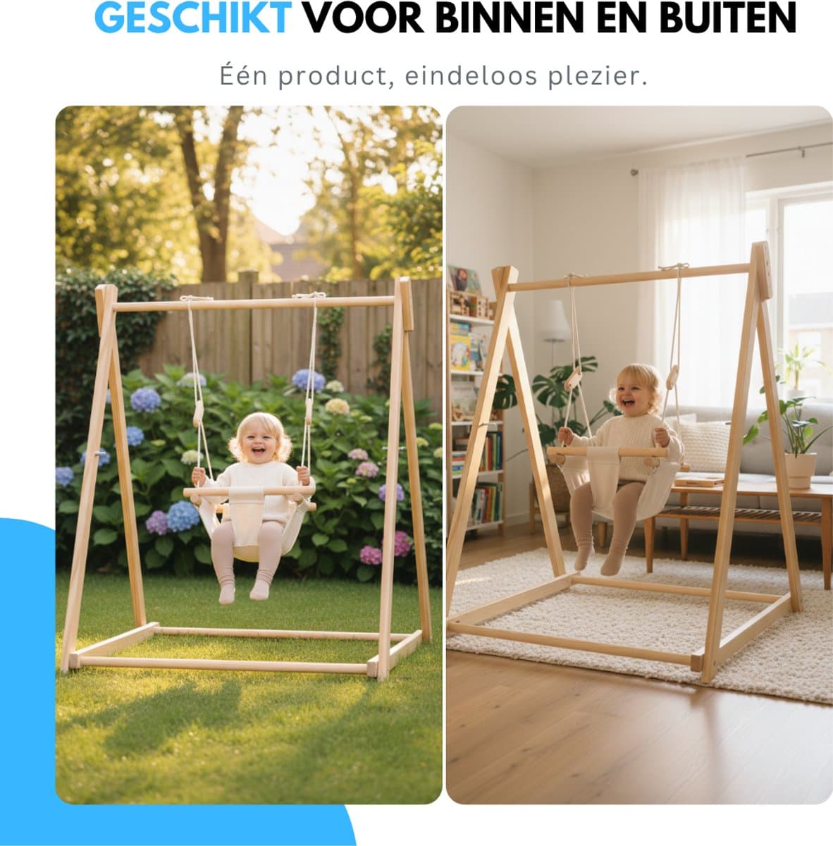 Livista Houten Babyschommel - Inklapbaar - Swing - Wipstoel Met Schommelstoel - Baby Zitje - Dennenhout - Houten Speelgoed thumbnail 6