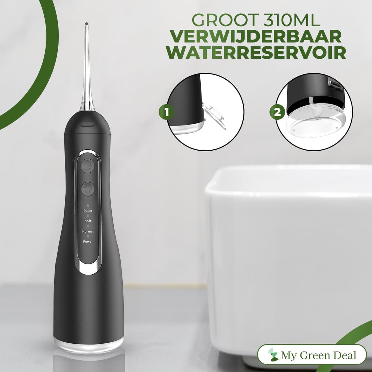 My Green Deal - Waterflosser Draadloos - Elektrische Tandenflosser- Monddouche - Mondverzorging - Flosapparaten - Tongreiniger thumbnail 3