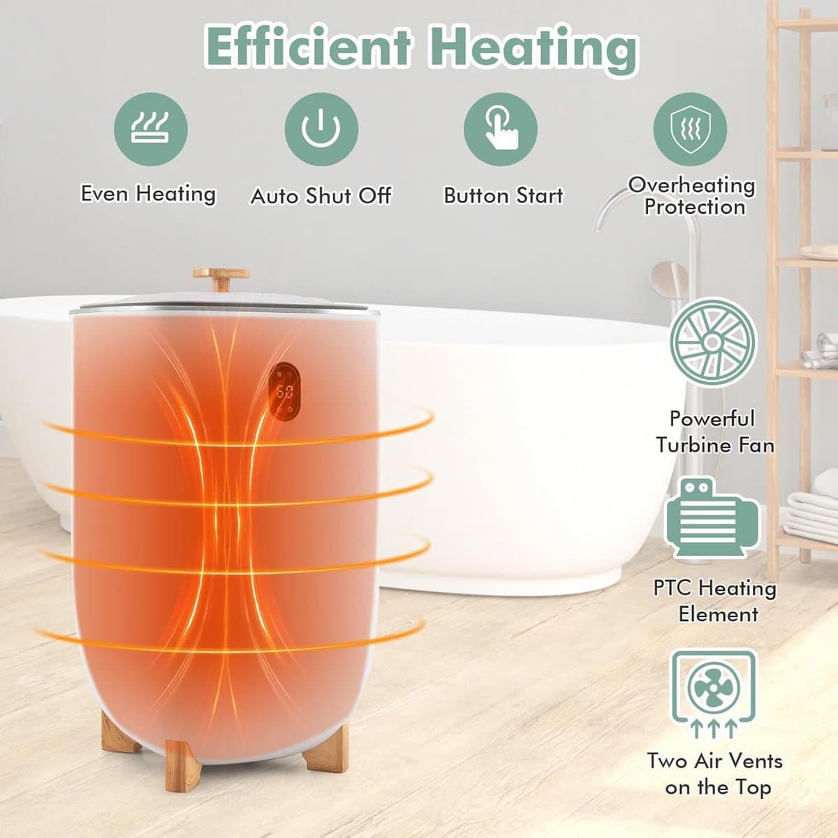 Handdoekwarmer - Badkamer verwarming - Ontspannen sfeer - Grote capaciteit - 35 liter - Wit thumbnail 3