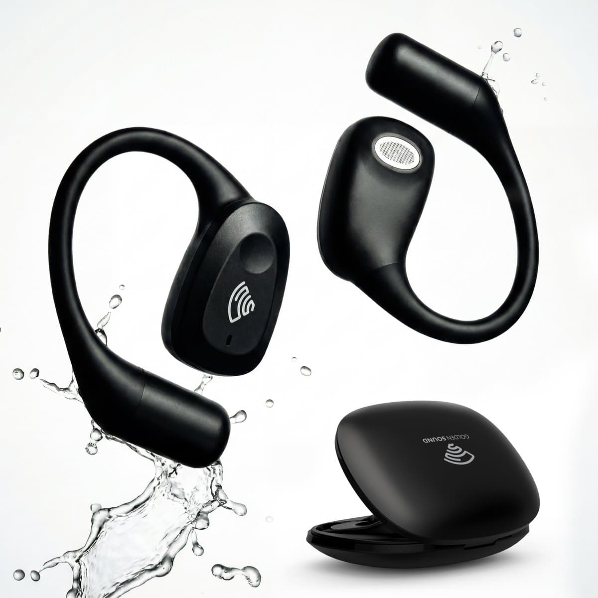 Golden Sound Open Ear oortjes - Sport oordopjes - Oortjes draadloos - Draadloze oordopjes - Audio - Hardlopen - 40 uur batterijduur - Bone Conduction - IPX6 Spatwaterdicht - Oortjes - Zwart thumbnail 8