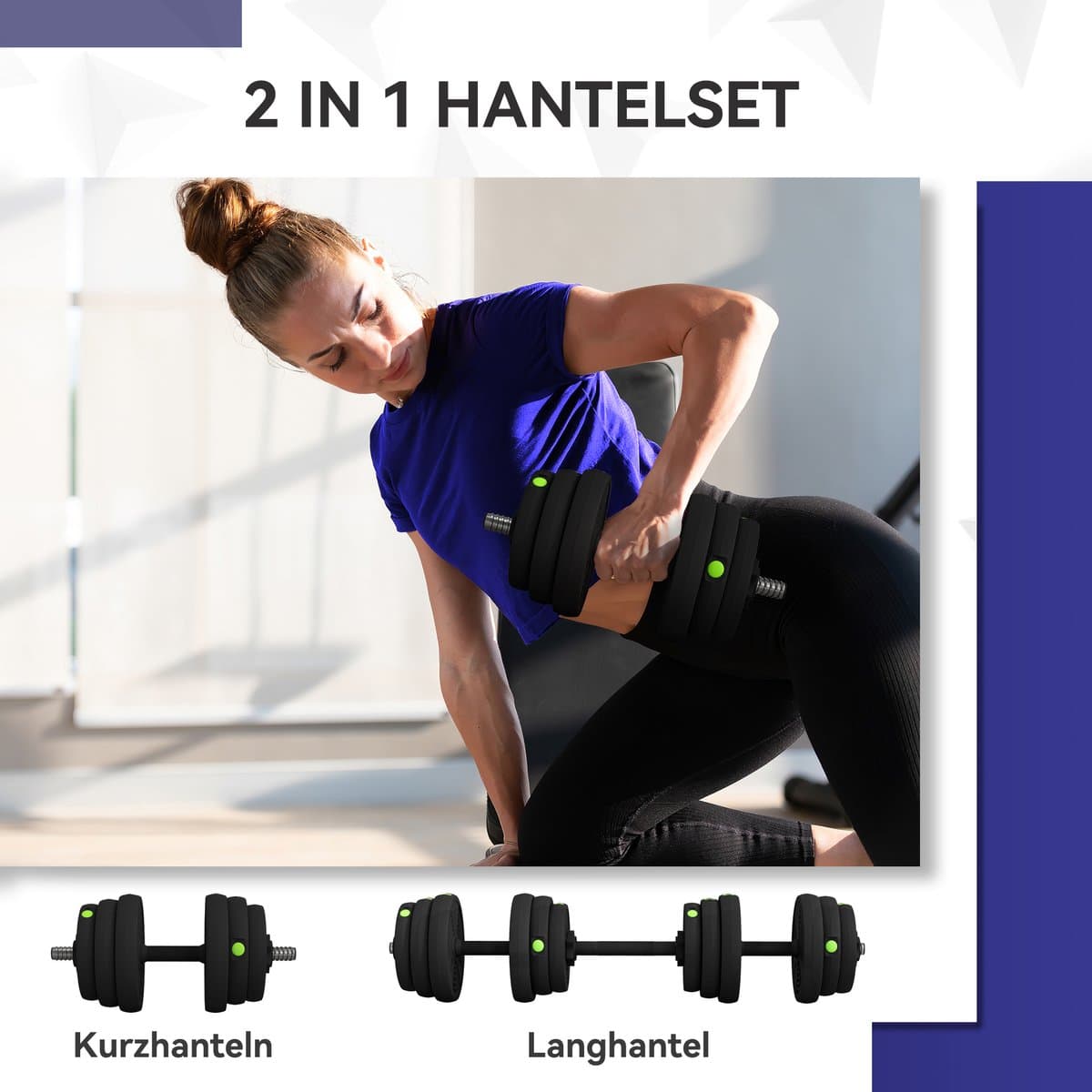 SPORTNOW 25kg 2-in-1 halter set met verstelbare gewichten thumbnail 4