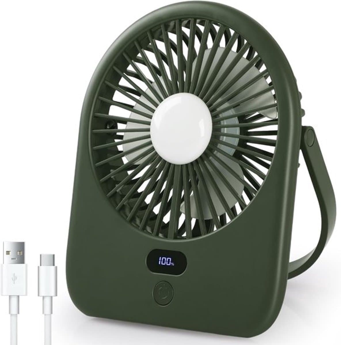 Solvix tafel ventilator geluidloos - Draagbare Tafelventilator - Donkergroen - Oplaadbare 1200mAh Batterij - 5 Snelheden - Voor Kantoor, Thuis en Kamperen thumbnail 2