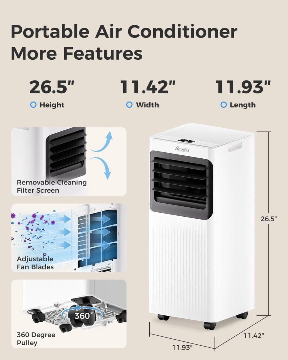 Mobiele airco 16000 BTU stille draagbare airconditioner met wifi, ontvochtiger en slaapstand thumbnail 4