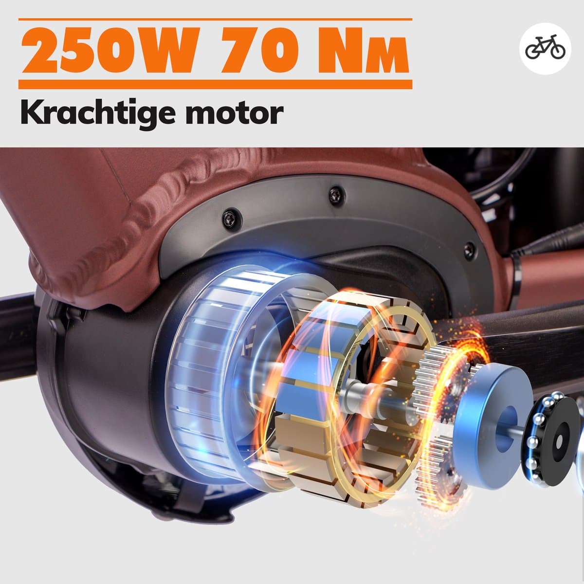 SAXXX Deluxe Sport Elektrische Fiets - 28 inch E-Bike - 250W Middenmotor - 70Nm Koppel - 418Wh Geïntegreerde Accu - Shimano Alivio 9 Versnellingen - Shimano MT200 Hydraulische Schijfremmen - glanzend bordeauxrood thumbnail 6
