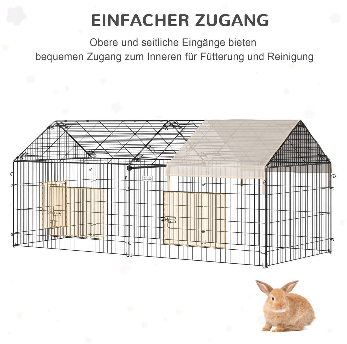 HAUSS SPOLE Ren - Opvouwbaar Met Zonwerend Dak - 220 x 103 x 103 cm - Polyethyleen - Zwart - Voor Knaagdieren Buiten thumbnail 4