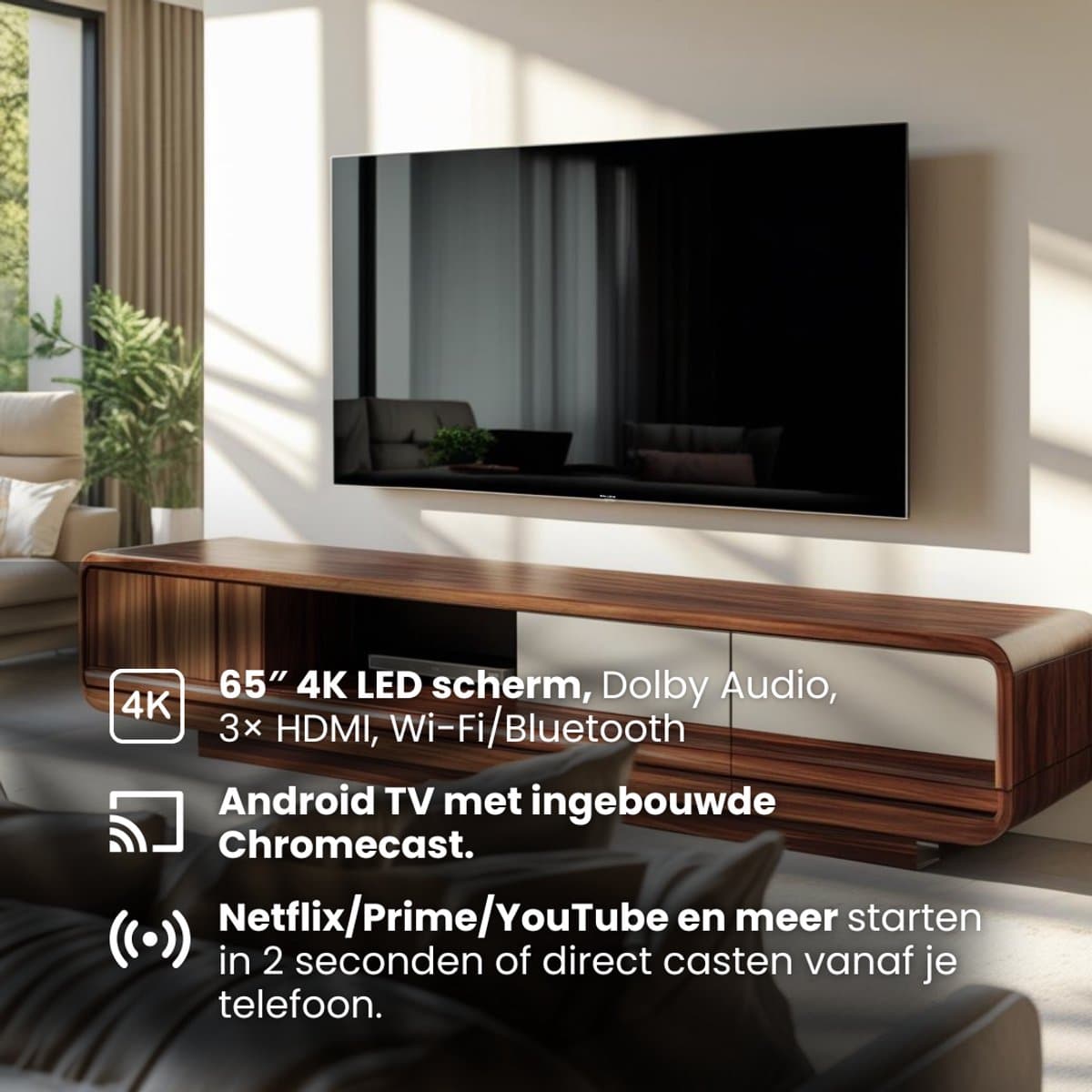 Salora SMART65TV - Tv 65 inch - Smart TV - 4K TV - Android TV - Smart tv 65 inch - TV - 65 inch smart tv - 2025 model thumbnail 4