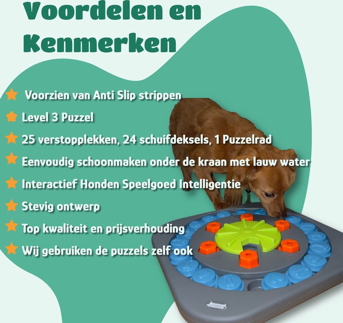 Mister Mill Puzzel Hond - Intelligentiespeelgoed Hond / Kat - Interactieve Hondenpuzzel - Denkspel Hond - Level 3 - Wiel van Woef - Interactieve Hond - Interactief Kattenspeelgoed - 35 x 35 CM thumbnail 5