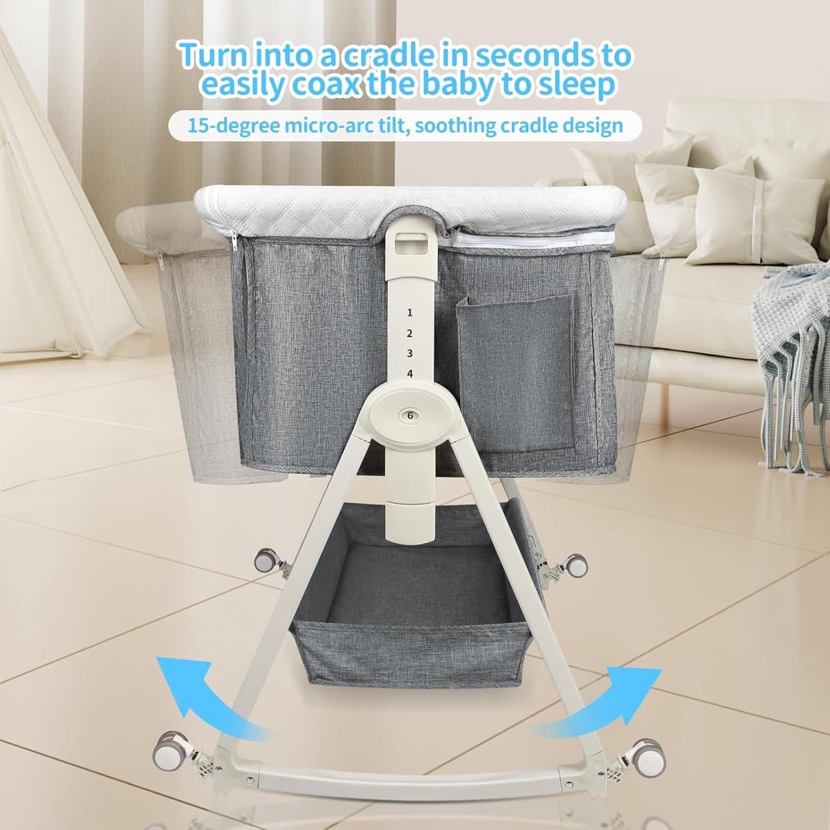 Verstelbare Co-Sleeper en Reiswieg met Matras voor Baby - 3-in-1 Functionaliteit thumbnail 6