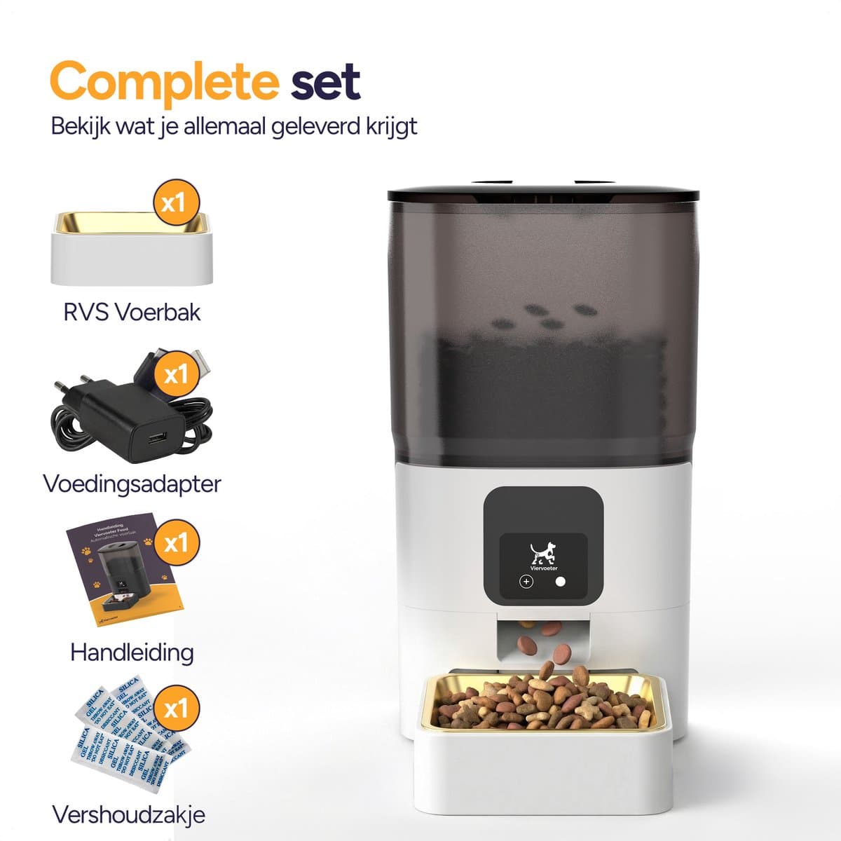 Viervoeter Feed - Automatische Voerbak 6L - Kat en Hond - Voerautomaat met App & Audio - Wit thumbnail 6