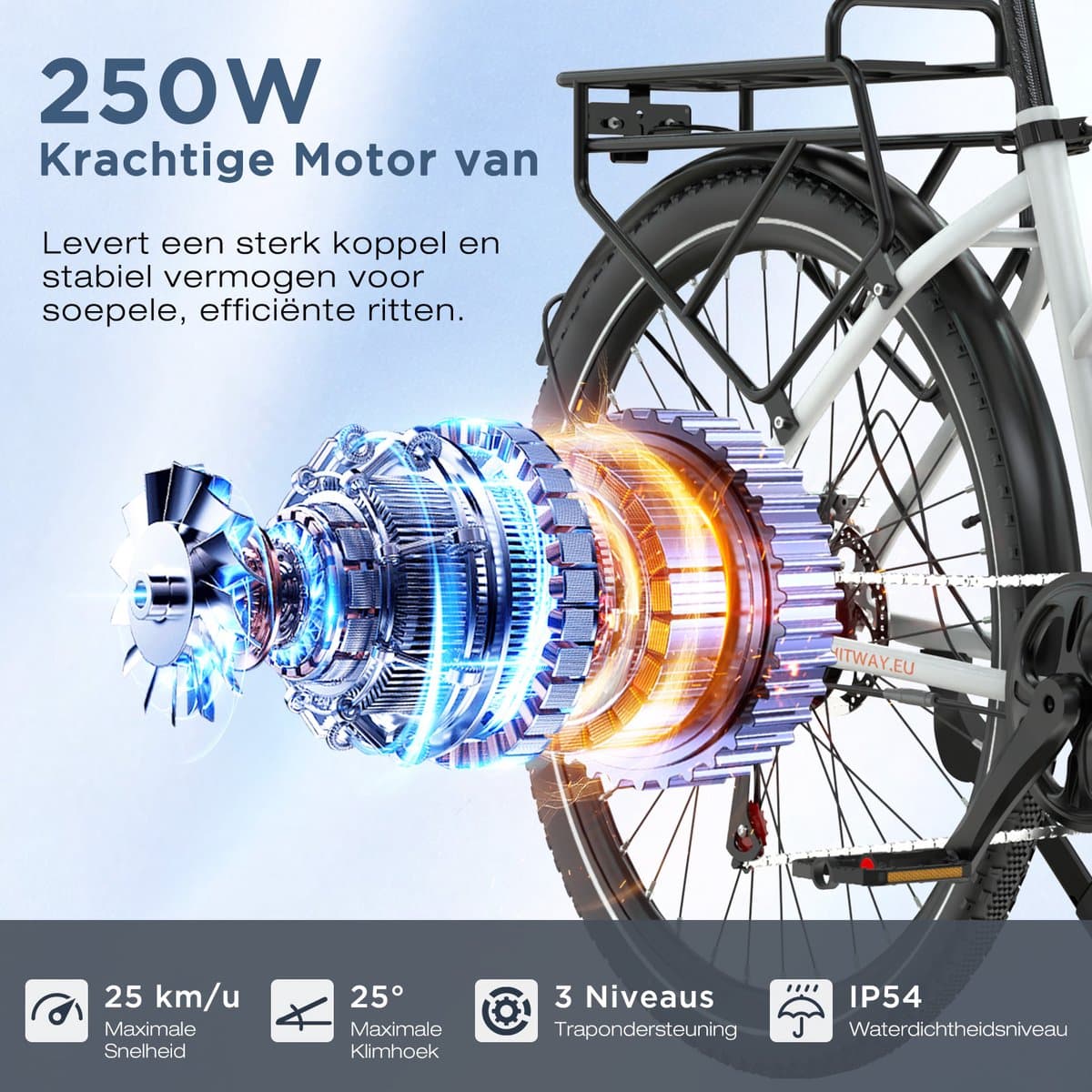 Hitway Elektrische Fiets BK8SL - Trendy 27.5 Inch City Commuter EBike met Afneembare 36V 13Ah Lithium Batterij - Mountain E-Bike met 250W Motor - Damesfiets met App Bediening - IP54 Waterdicht thumbnail 2