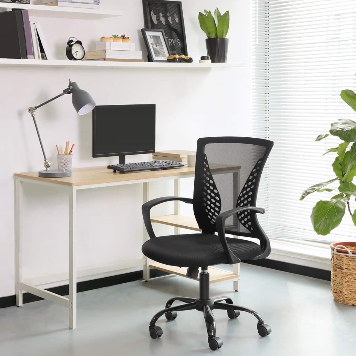 Songmics - Ergonomisch Bureaustoel - Comfortabel model - Kantelbare rugleuning - Kantoorstoel - Zwart thumbnail 7