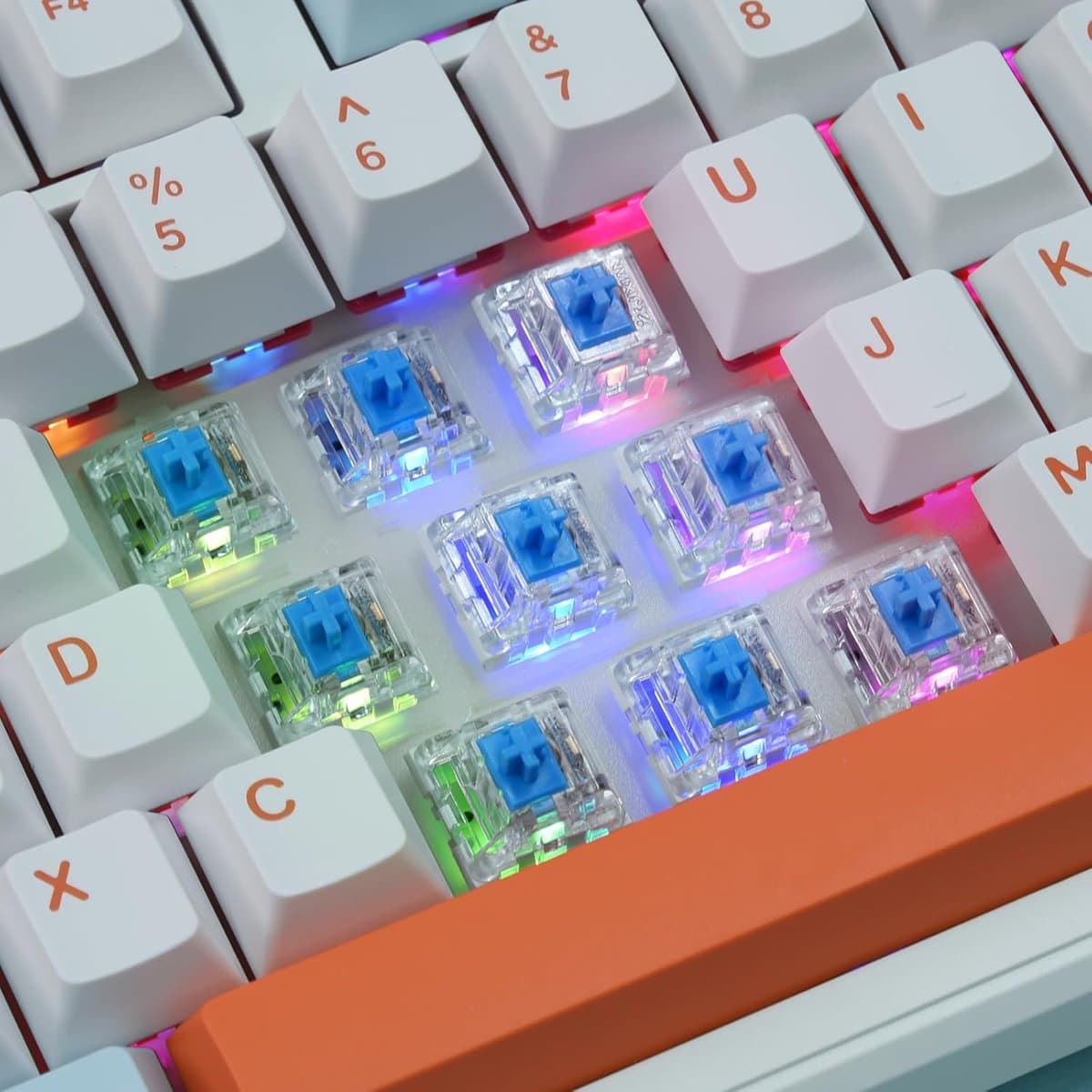 200 accessoires voor mechanische toetsenborden - Toetsen - DIY hot-swappable kruisvormige schakelaars - Klikkend, nauwkeurig typen, stofbestendig, universele vervangingsonderdelen voor kantoor en gaming - Blauw thumbnail 4