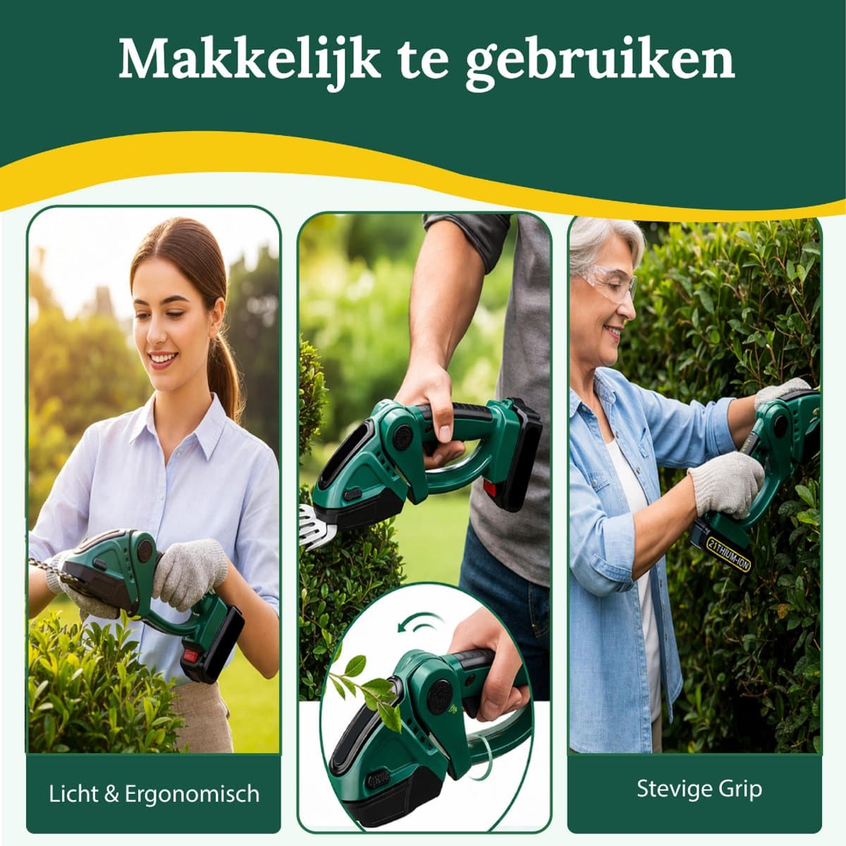 Twenty4seven® Elektrische Heggenschaar met Accu - Inclusief Buxusschaarmes & Grasschaarmes - Draadloze Snoeischaar & Grasschaar thumbnail 3