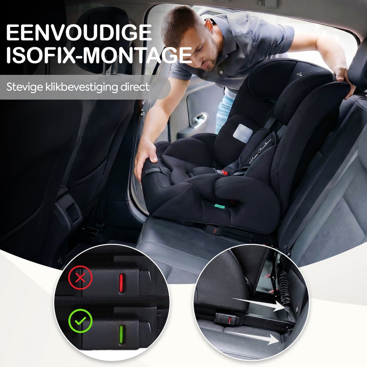 Mino Bambino i-Size Autostoel – Isofix - Groep 1/2/3 9-36 kg (76 tot 150 cm) - 15 maanden tot 12 jaar – Zwart thumbnail 5