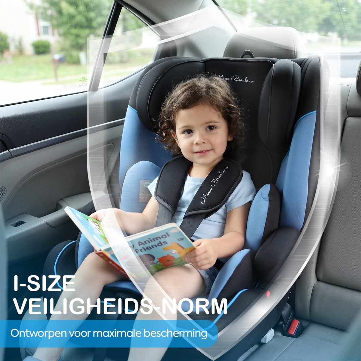 Mino Bambino i-Size Autostoel – Isofix - Groep 1/2/3 9-36 kg (76 tot 150 cm) - 15 maanden tot 12 jaar – Blauw thumbnail 8