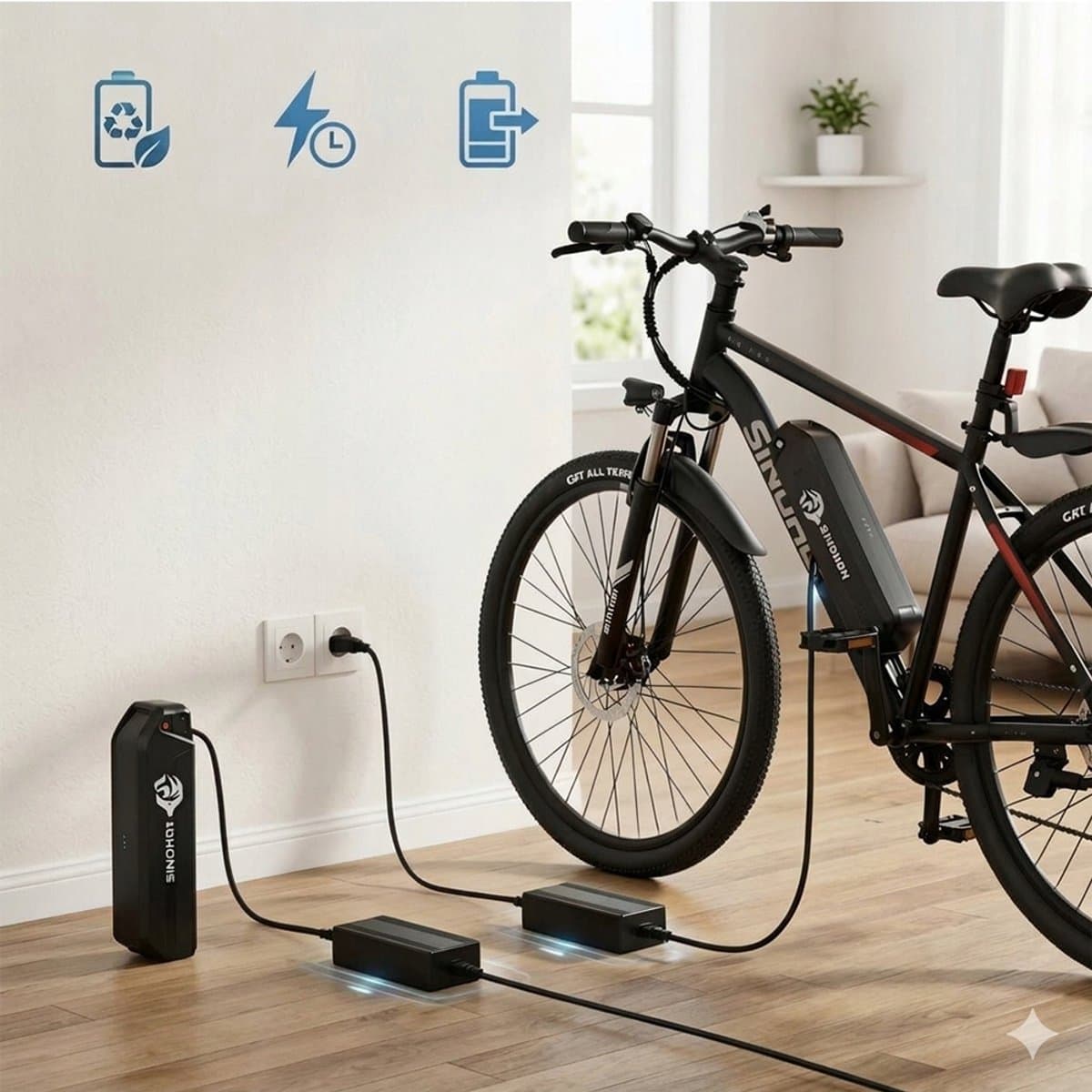 SINOHON EM200D Elektrische MTB – 250W Motor, 36V 10,4Ah Accu, 60km Bereik, 7-Speed Shimano – LED-Koplamp thumbnail 8