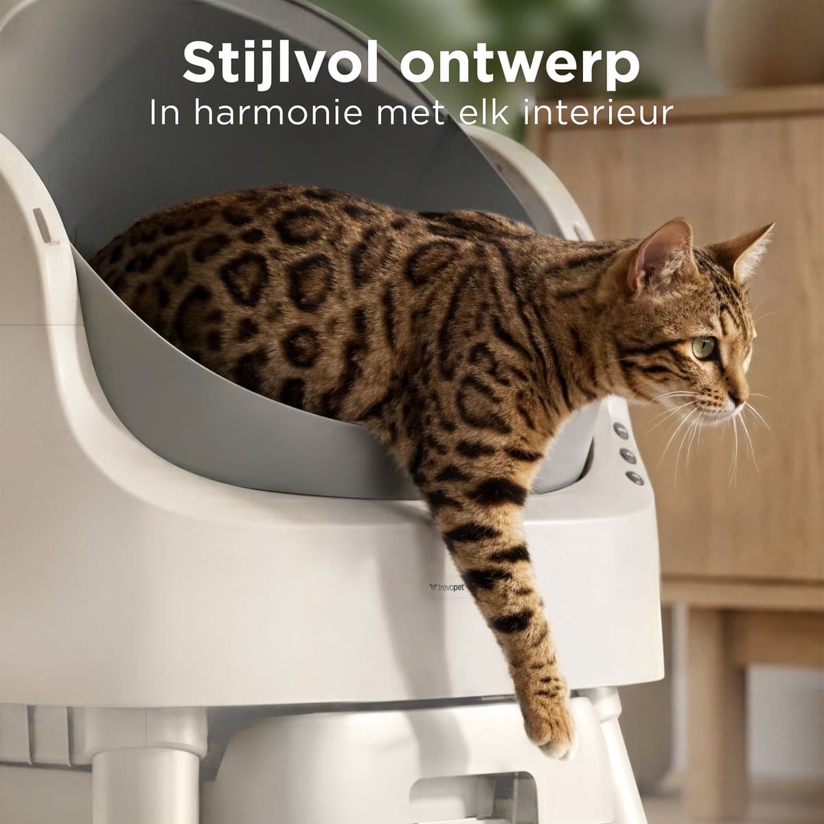 TrevoPet® Automatische Kattenbak - Zelfreinigend & Veilig - Voor Katten tot 12KG - Incl. Mat, 60 Afvalzakjes & Accessoires - 10L Afvalbak - Wit & Grijs thumbnail 5