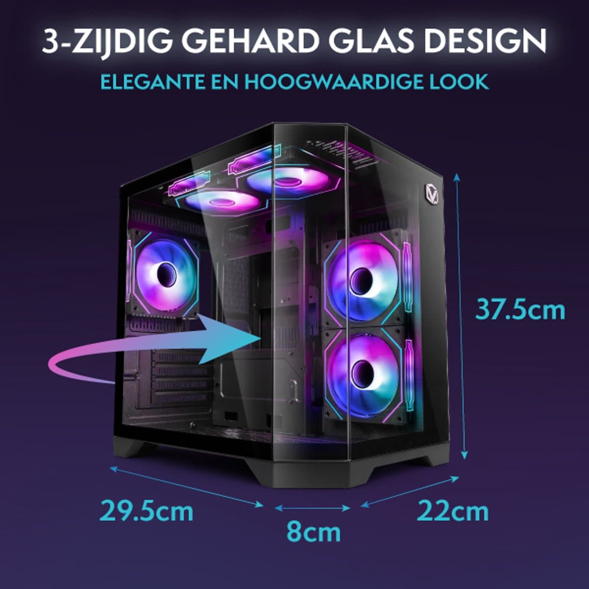 Vibox Gaming PC - Ryzen 7 5700X - RTX 5060 Ti - 16GB RAM - 1TB SSD - Windows 11 - WiFi 6 + Bluetooth 5.4 - Waterkoeling thumbnail 6