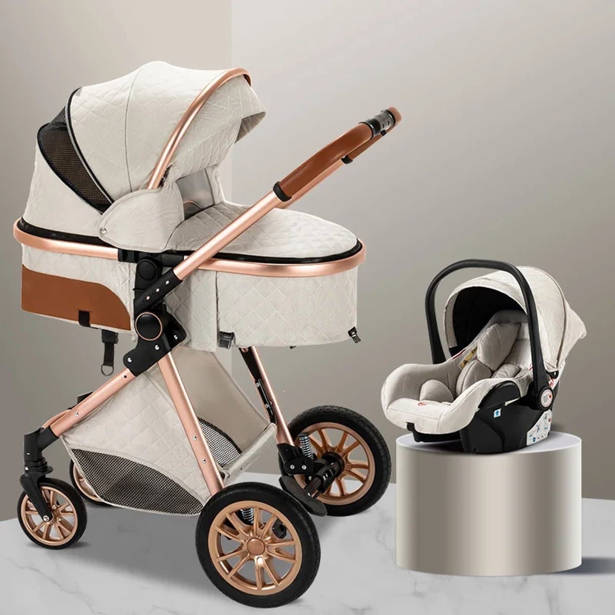 buggy - kinderwagen 3 in 1 - Draagbare Reizen Kinderwagen Aluminium Frame Opvouwbare Kinderwagens Hoge Landschap Auto voor Pasgeboren Baby thumbnail 7