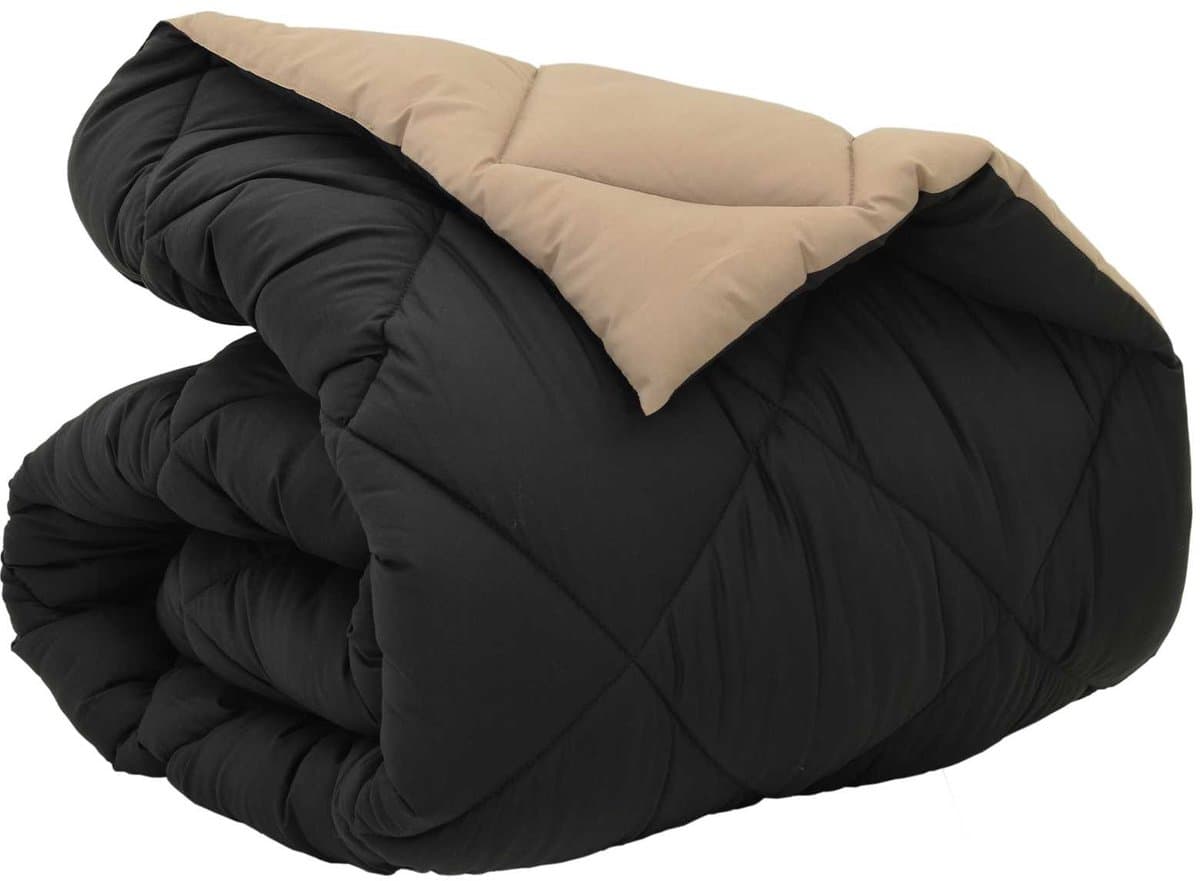 vidaXL - Winter - Duvet - Zwart - en - Taupe - 135 - x - 220 - cm - Microvezel