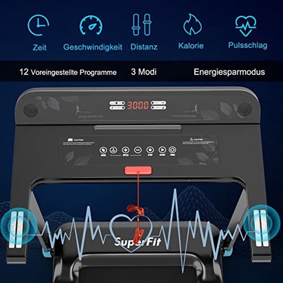 Inklapbare Elektrische Loopband met 12 Programma's, Bluetooth en LED-Monitor voor Thuisgebruik thumbnail 5