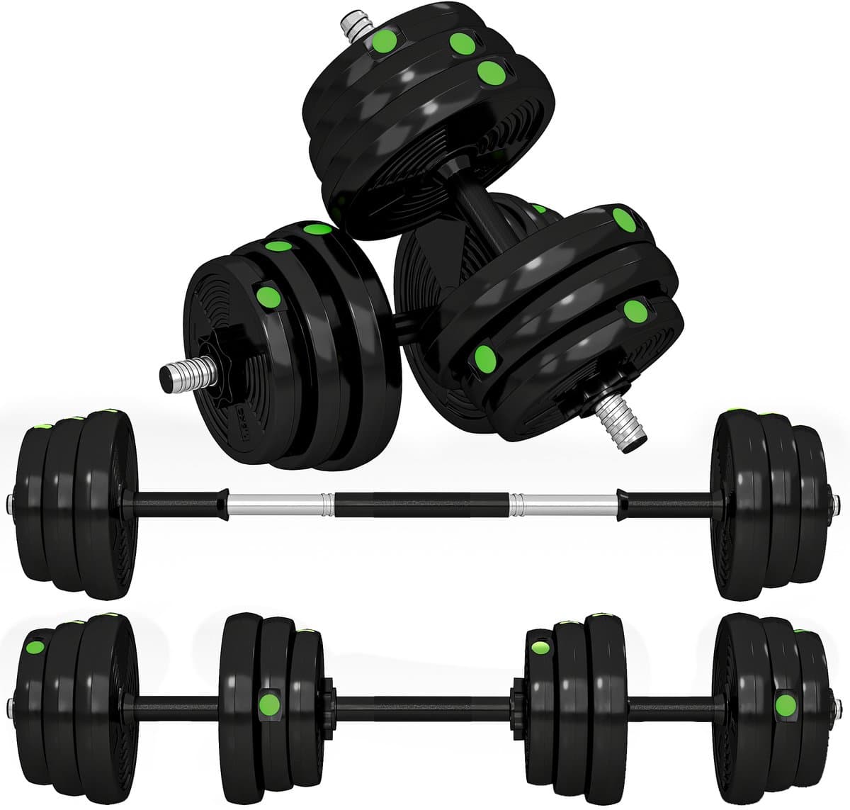 SPORTNOW 25kg 2-in-1 halter set met verstelbare gewichten