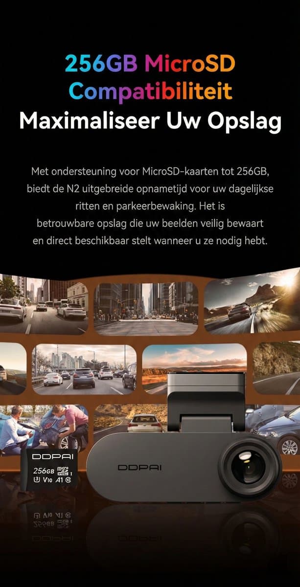 Dashcam Auto Camera Voor en Achter - 4K Beeld - met 64GB SD Kaart - GPS - DDPAI N2 thumbnail 4