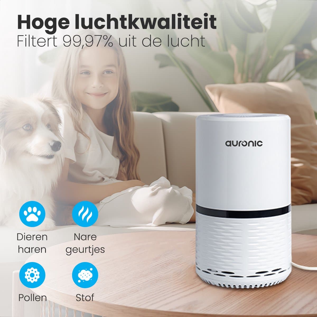 Auronic Luchtreiniger - 12 m² - Air Purifier met HEPA Filter - Verwijdert 99,97% - 25W - 3 Standen - Wit thumbnail 3