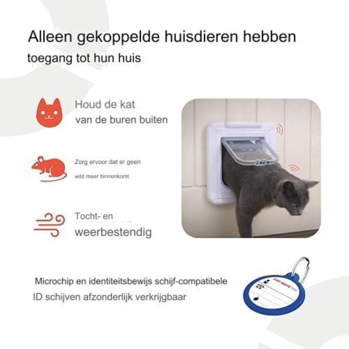 Kattenluik chip - Kattenluik met microchip - Kattenluik met chipherkenning - Kattenluik met magneet - 24,8 x 14,5 x 26,7 cm - Wit thumbnail 6