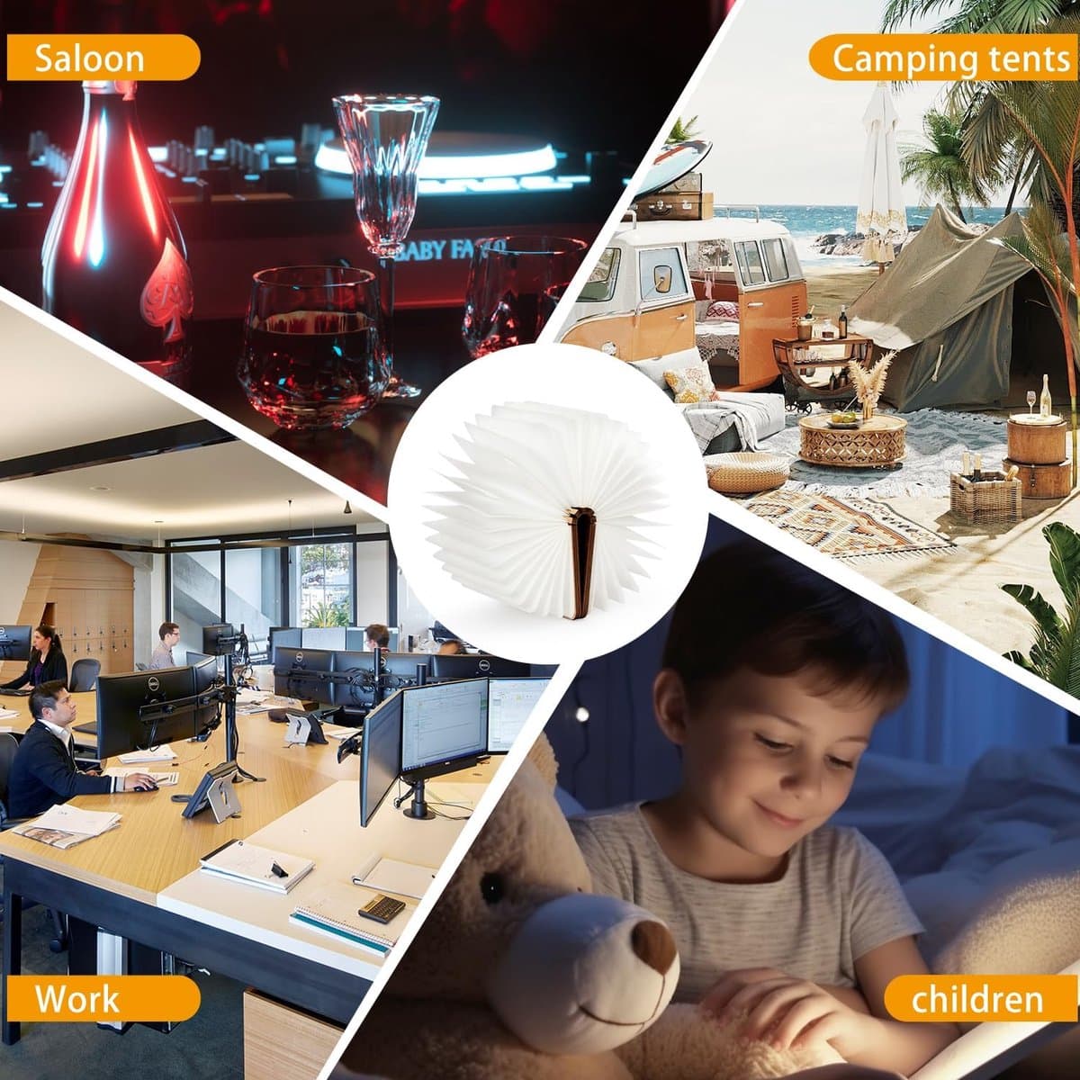 12 Cm Boeklamp Hout - Opvouwbare Boekenlamp - Opvouwbaar Nachtlampje - Sfeerverlichting Binnen - Led-Sfeerverlichting - Magnetische Sfeerverlichting - USB Oplaadbare - Magnetisch - Walnoot - Decoratie Woonkamer thumbnail 3