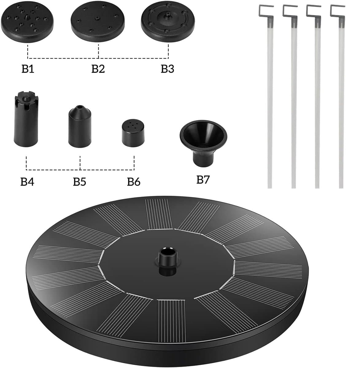 Zonne Fonteinpomp 1.4W – Solar Vijverpomp op Zonne-Energie – Tuin Fontein voor Vogelbad, Vijver en Waterornament thumbnail 5
