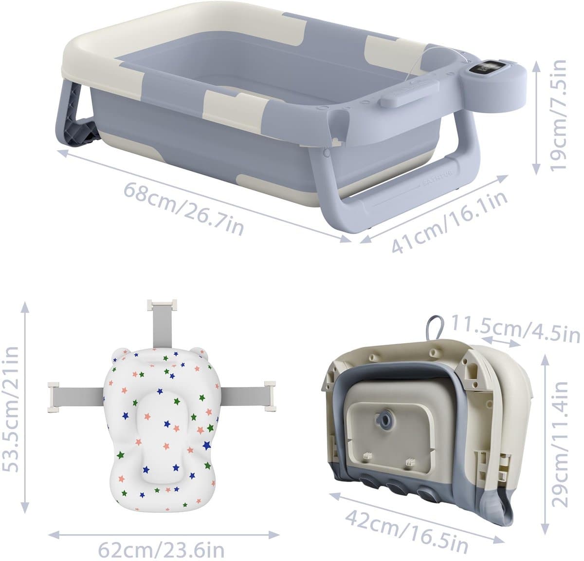 Dailygoods- Babybadkuip Opvouwbaar - Antislip Badkussen - Draagbaar - BPA-vrij - Veilig Gebruik - Ergonomisch Ontwerp - Babybadje thumbnail 4