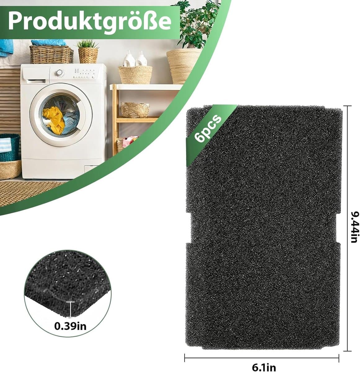 SnelShoppen - 6 Stuks Droogfilters voor Wasdroger, 240 x 155 x 10 mm, Schuimstoffilter, Sponsfilter, Filtermat voor Warmtepomp Droger thumbnail 3