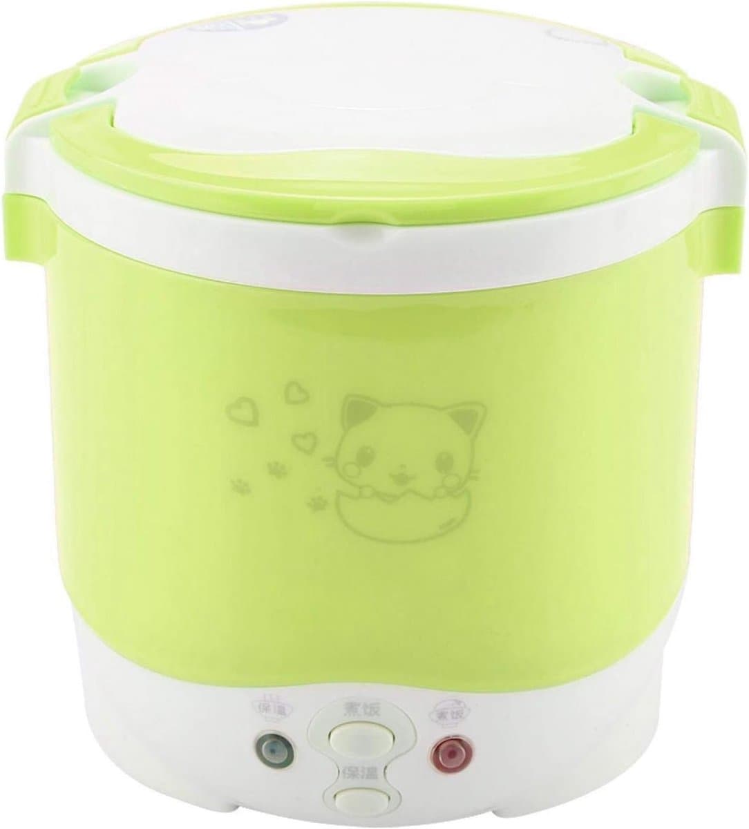 SnelShoppen - Electric Rice Cooker 12V 100W 1.3L Multifunctionele Reis- en Soepkoker - Draagbare Food Steamer voor Auto - Groene Kleur voor Camping en