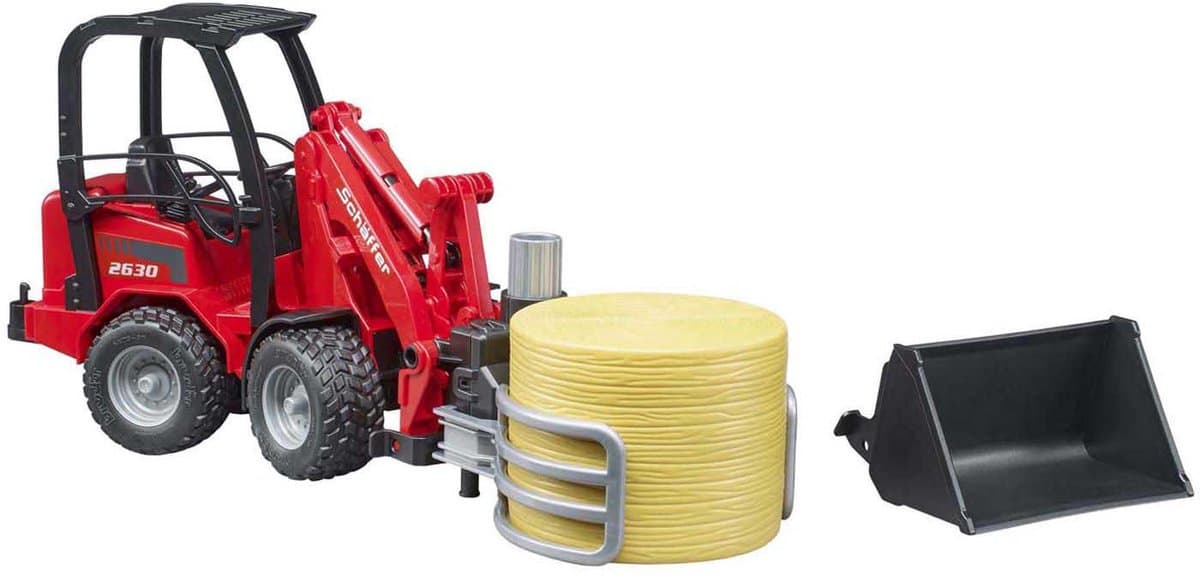 Bruder Schäffer Compactlader 2630 met hooibalengrijper thumbnail 5