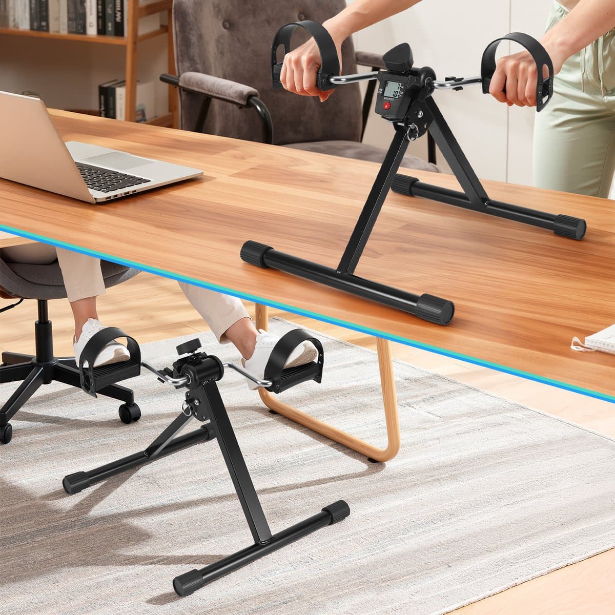 Stoelfiets - Bureaufiets - Hometrainer - Deskbike - Beentrainer – Pedaaltrainer - Fietstrainer - Bewegingstrainer - Mini hometrainer - zwart thumbnail 8