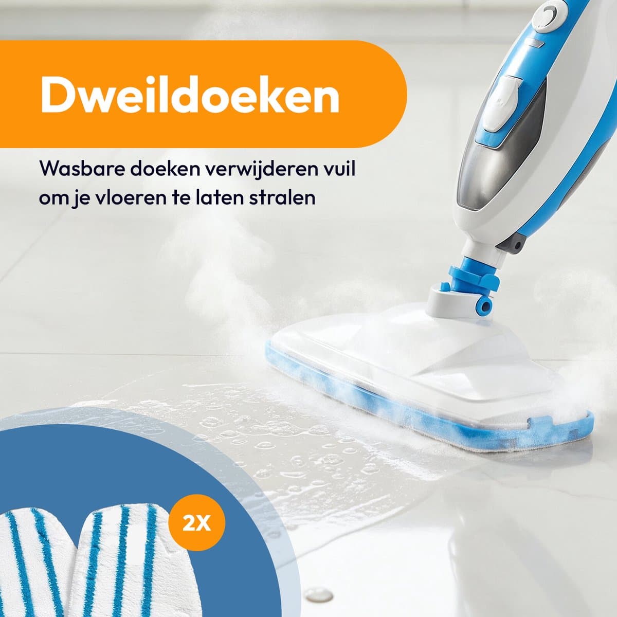 BOLLIT Hoge Druk 2 in 1 Stoomreiniger - Handstomer - 1500W 16 in 1 - Vlekkenreiniger - Voor Alle Vloeren, Bank, Badkamer En Tapijt Reinigen thumbnail 5