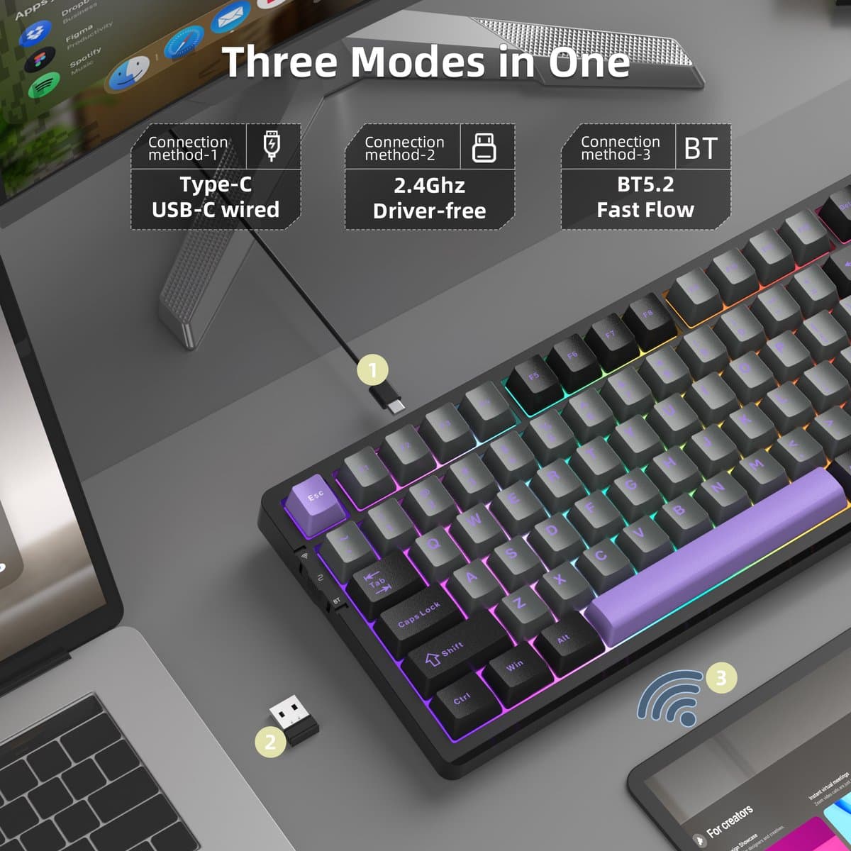MageGee Light100 - Mechanisch Gaming Toetsenbord - Gaming Keyboard - Draadloos - RGB thumbnail 2