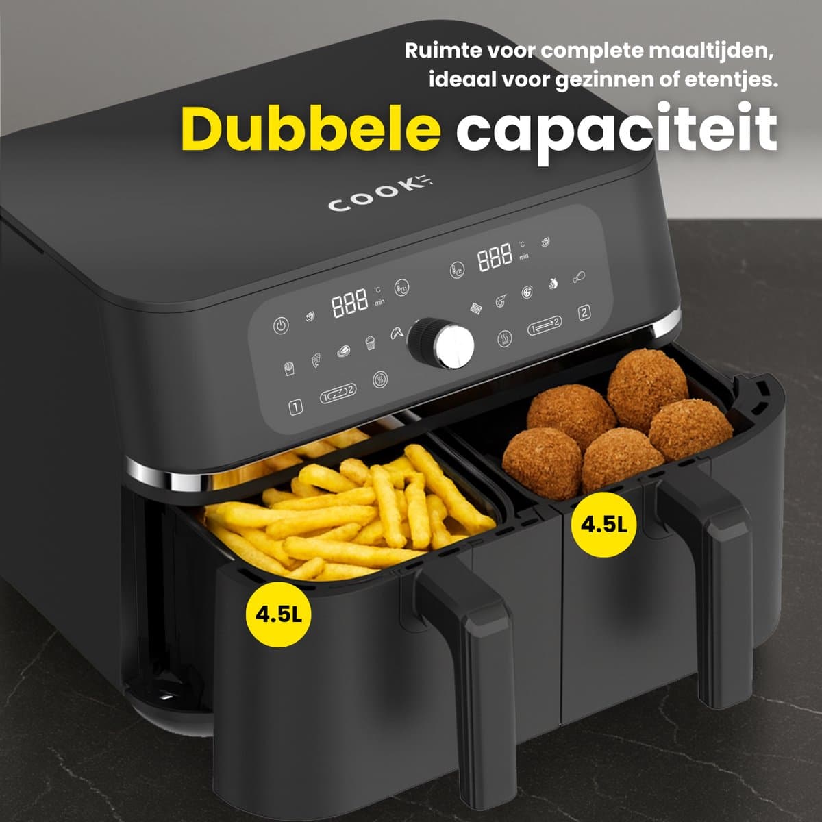 Dubbele Airfryer XXL 9L thumbnail 2