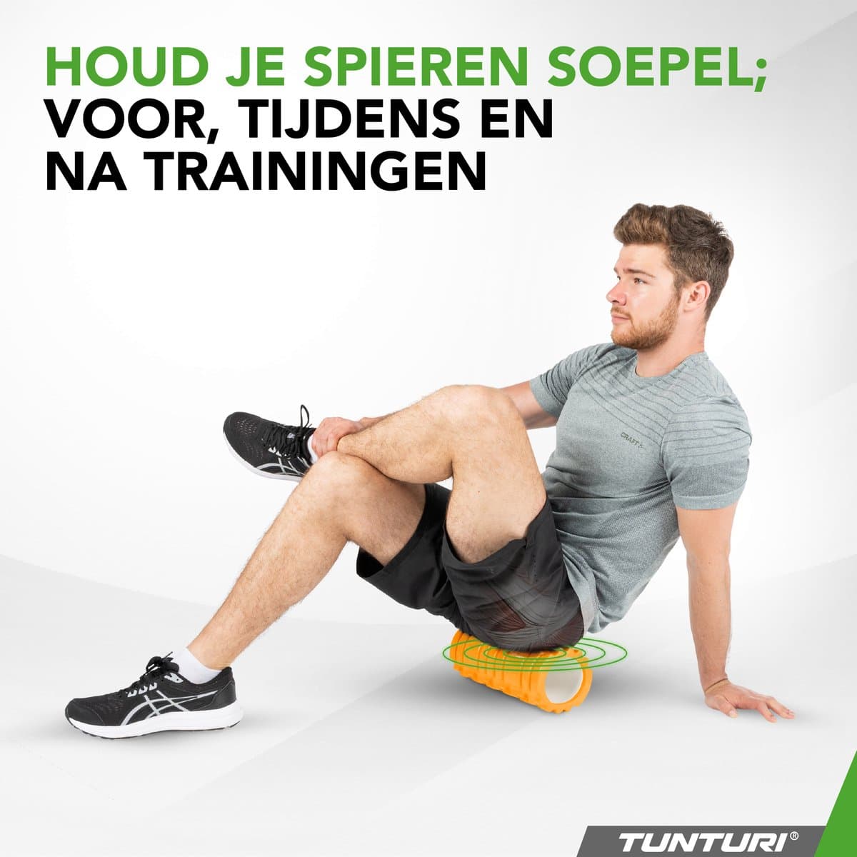 Tunturi Yoga Grid Foam Roller - Massage Roller - Foamroller - Fitness Roller - Oranje - 33cm - Incl. gratis fitness app thumbnail 6