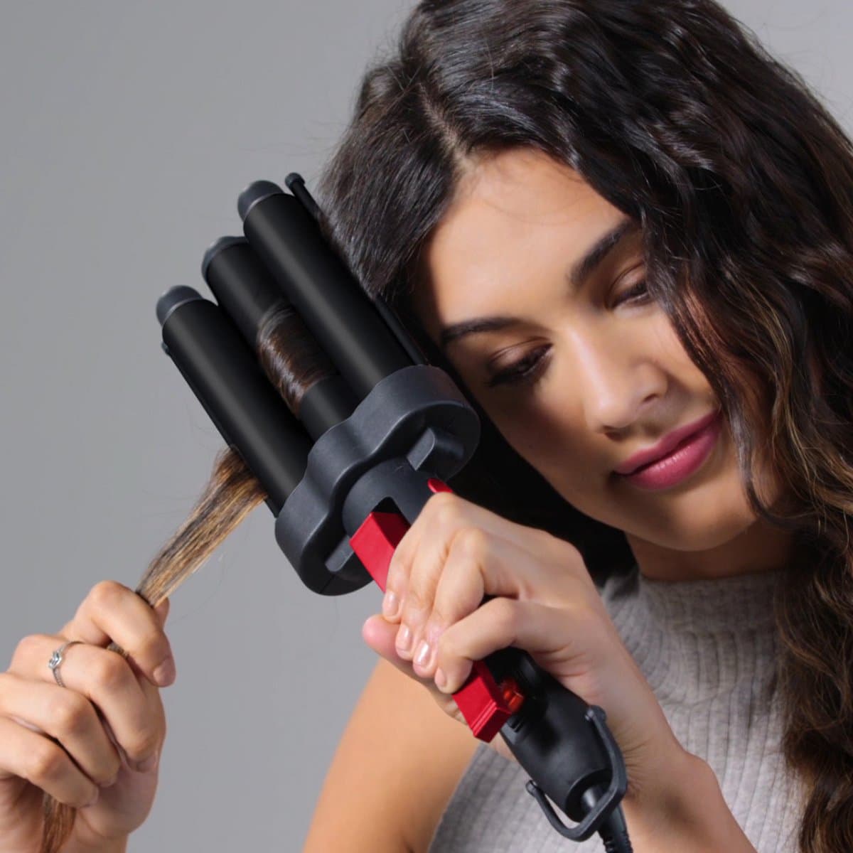 Revlon - Jumbo Waver - Wafeltang - Wave Krultang - Golvenkrultang - Haar -Beach Waves - Krultang - Zwart thumbnail 2