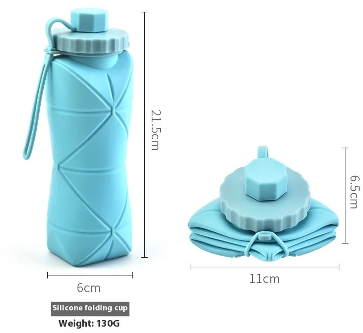 Opvouwbare Siliconen Waterflessen – Topkeuzes voor Reizen & Sport - Lekt NIET!(blauw) thumbnail 2
