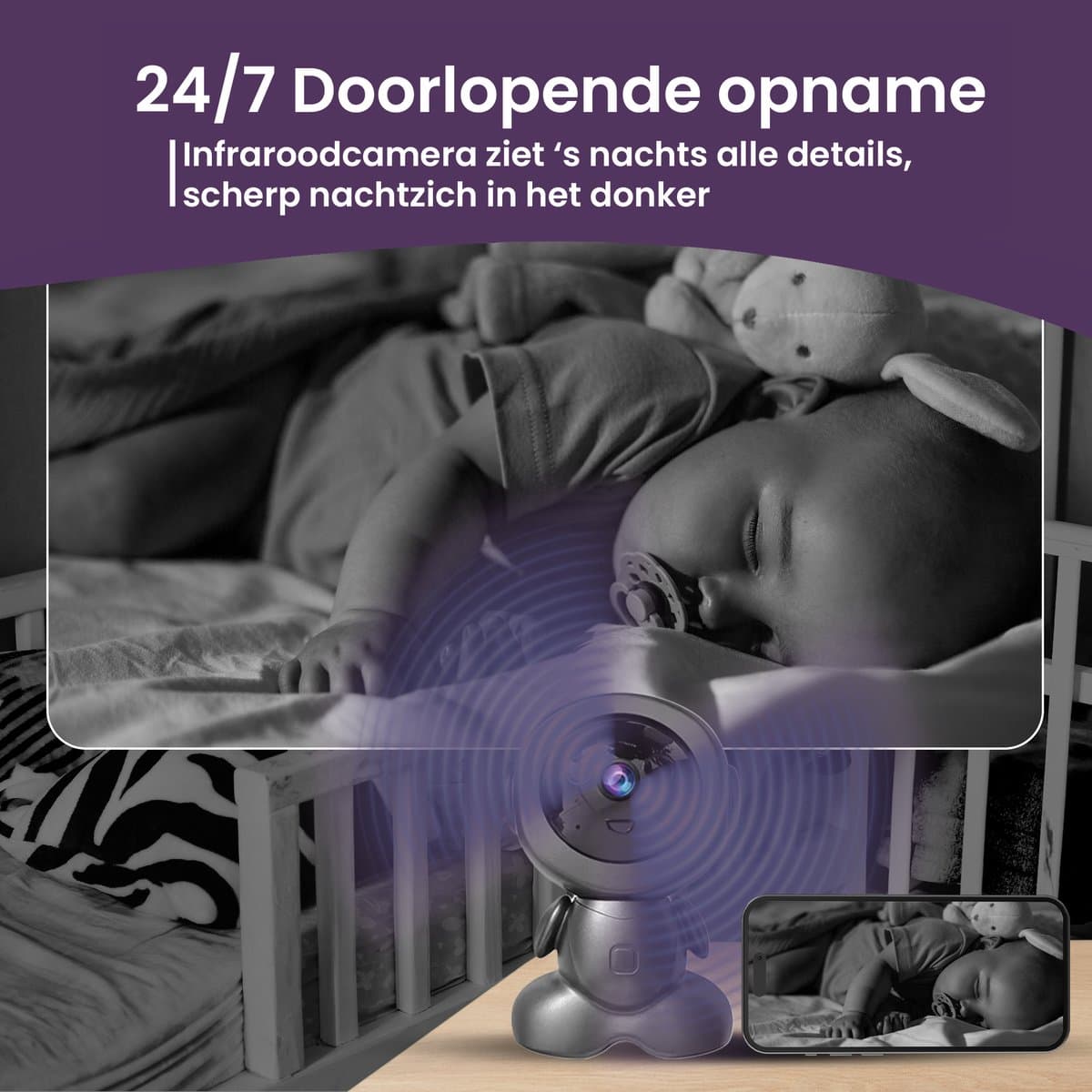 Kooshy 3MP Pro wifi-babycamera met app thumbnail 2
