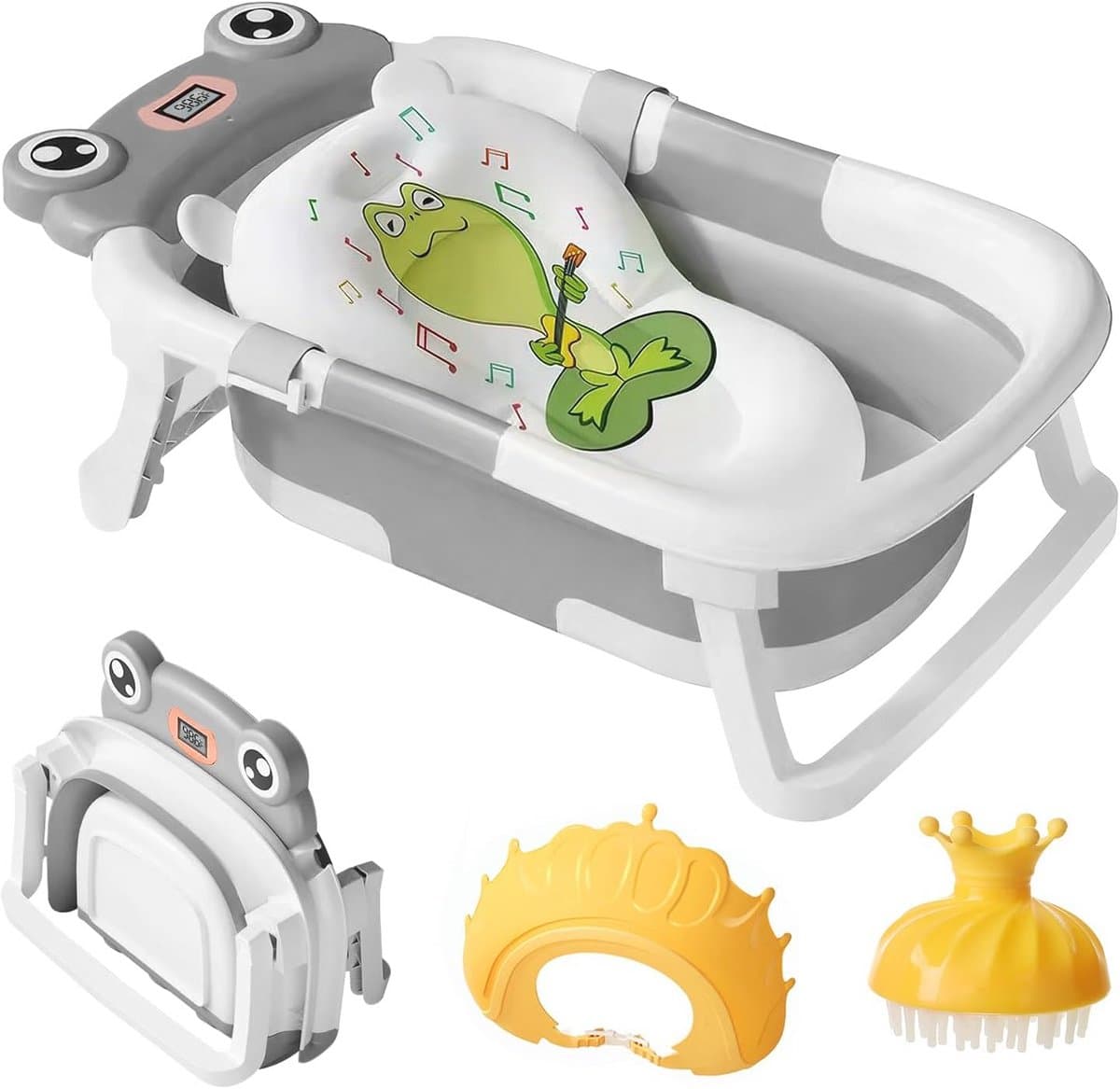 Opvouwbare Babybadkuip met Thermometer en Zwemkussen voor Baby's 0-24 maanden