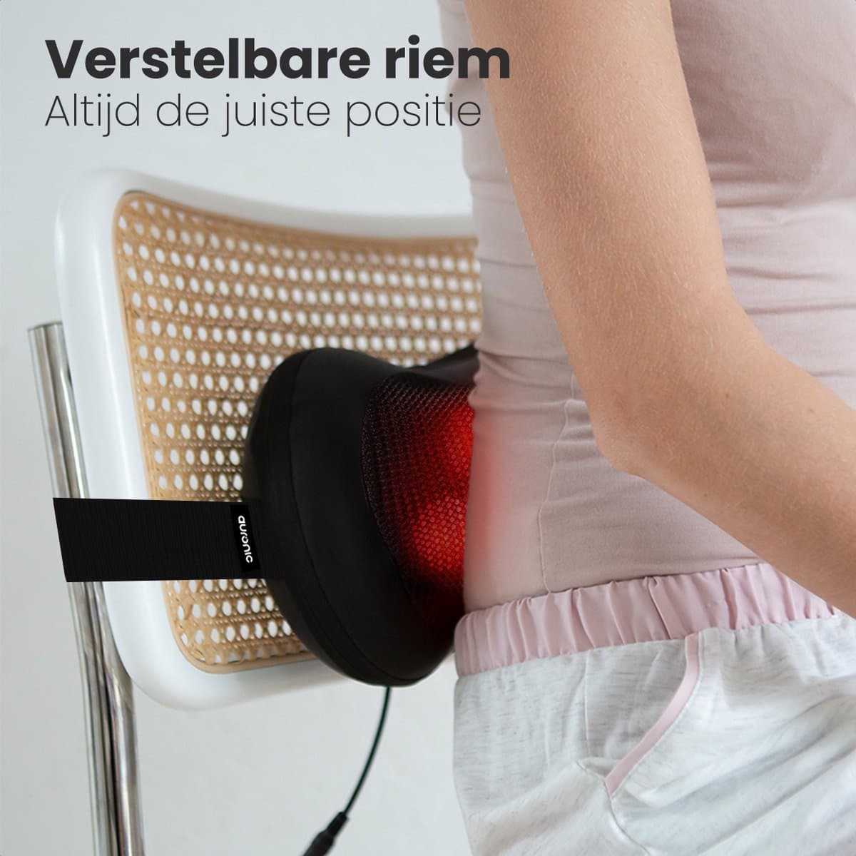 Auronic Shiatsu Massage kussen - Elektrisch Nek en Rug Massage Apparaat - Infrarood Warmte Functie - Nekmassage - Zwart thumbnail 5