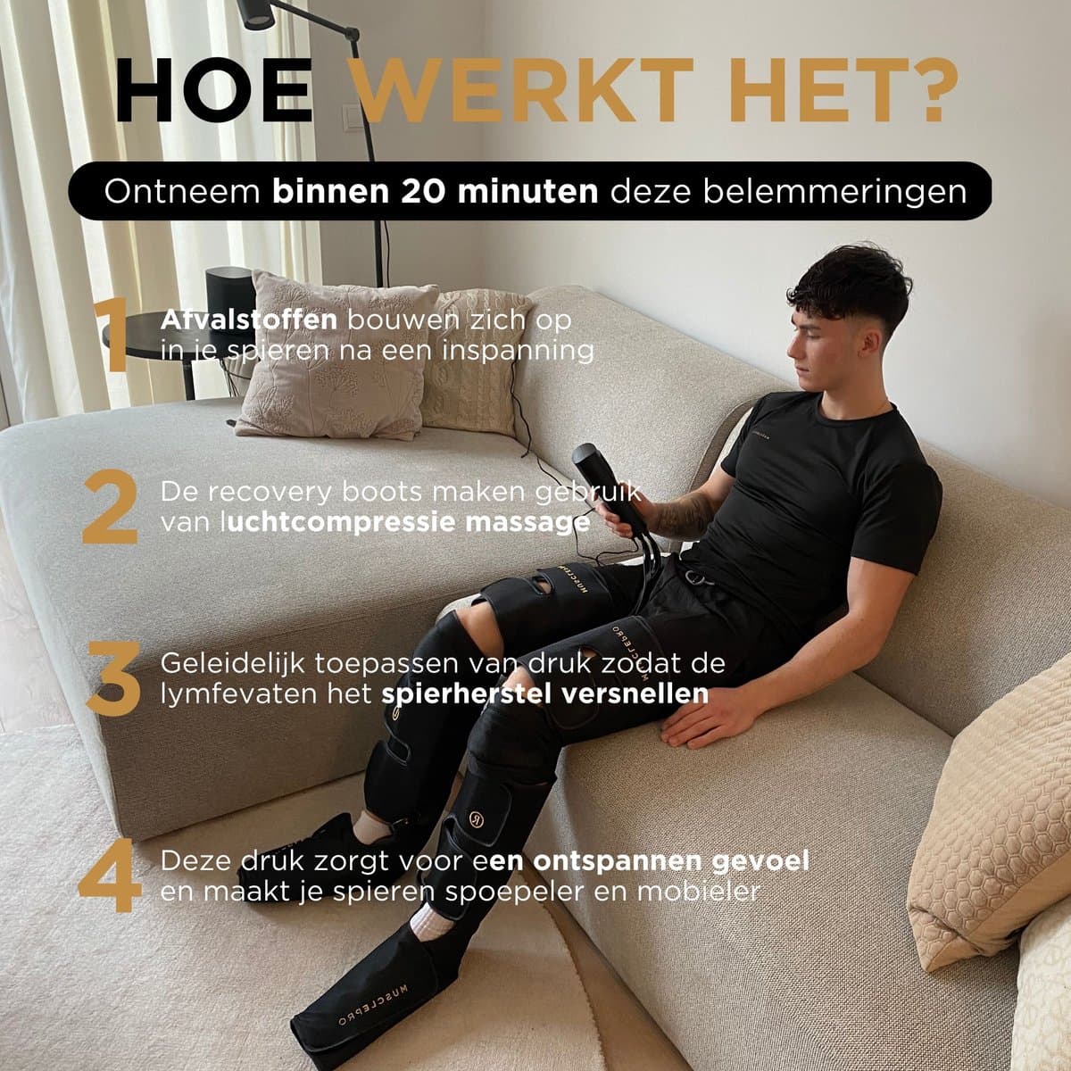 Recovery Boots - Professioneel Beenmassage & Voetmassage apparaat voor Bloedcirculatie - Sport Gym Fitness - Compressie massage - Voet Massage Vermoeide Benen Shiatsu Luchtcompressie Bloedsomloop lymfedrainageapparaat Oedeem thumbnail 7