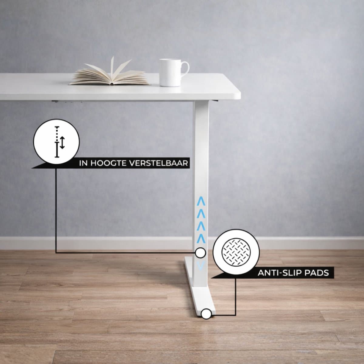 Bayt Zit Sta Bureau - Elektrisch Bureau - In Hoogte Verstelbaar Bureau - 120 x 60 cm - Wit thumbnail 5