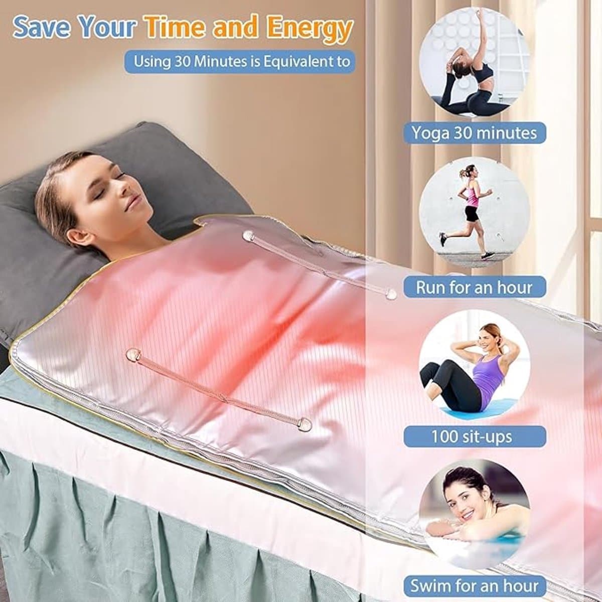 Infrarood Saunadeken met 2 Verwarmingszones – Digitale Detox Saunadeken tot 80°C – Oxford Sauna Blanket met Afstandsbediening – Thuis Sauna voor Ontspanning en Warmtetherapie thumbnail 8