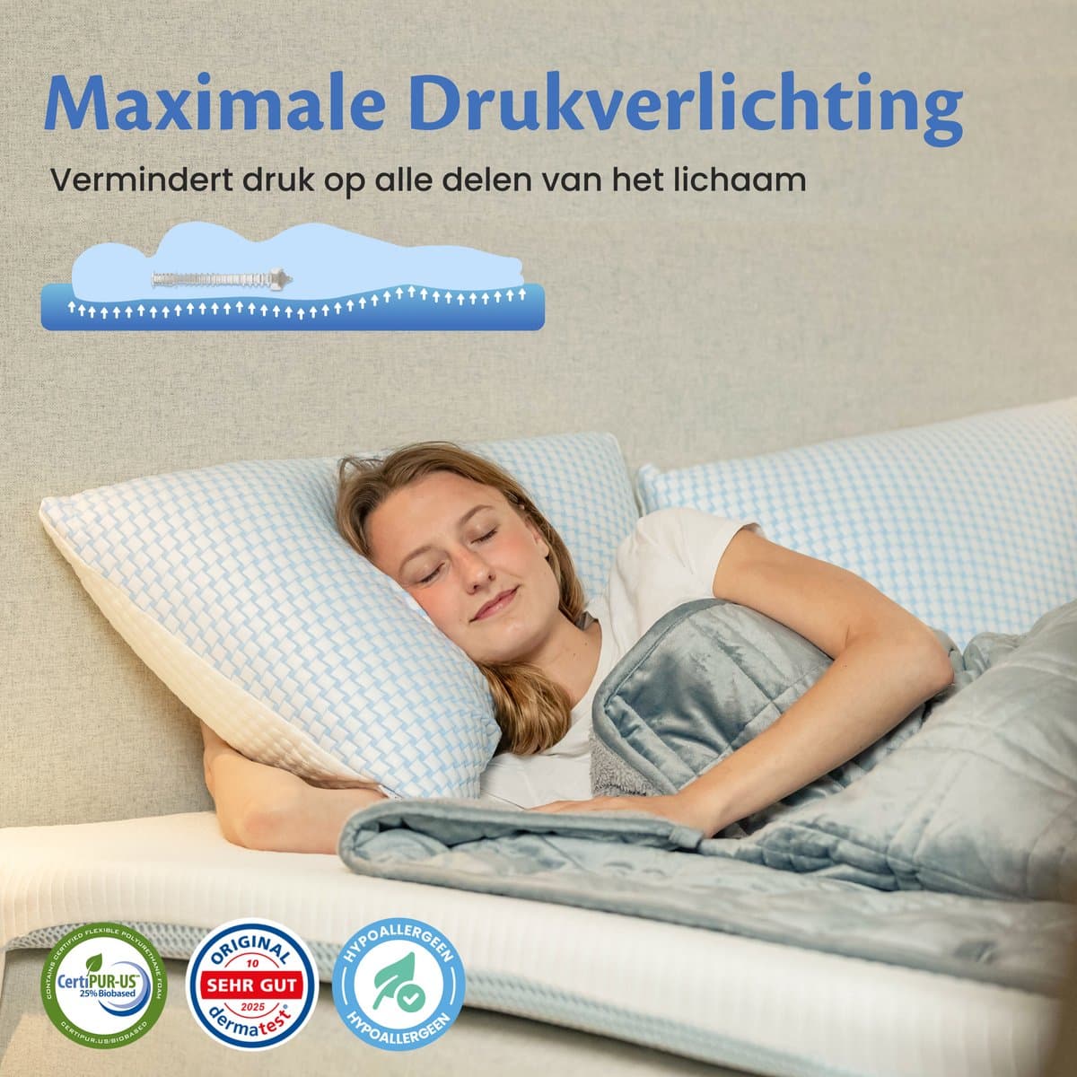 Ella Topper Matras 160x200 cm - 7CM Topdekmatras - Matrastopper Gel Infused Traagschuim & Aircell-schuim - Medium Hardheid thumbnail 7