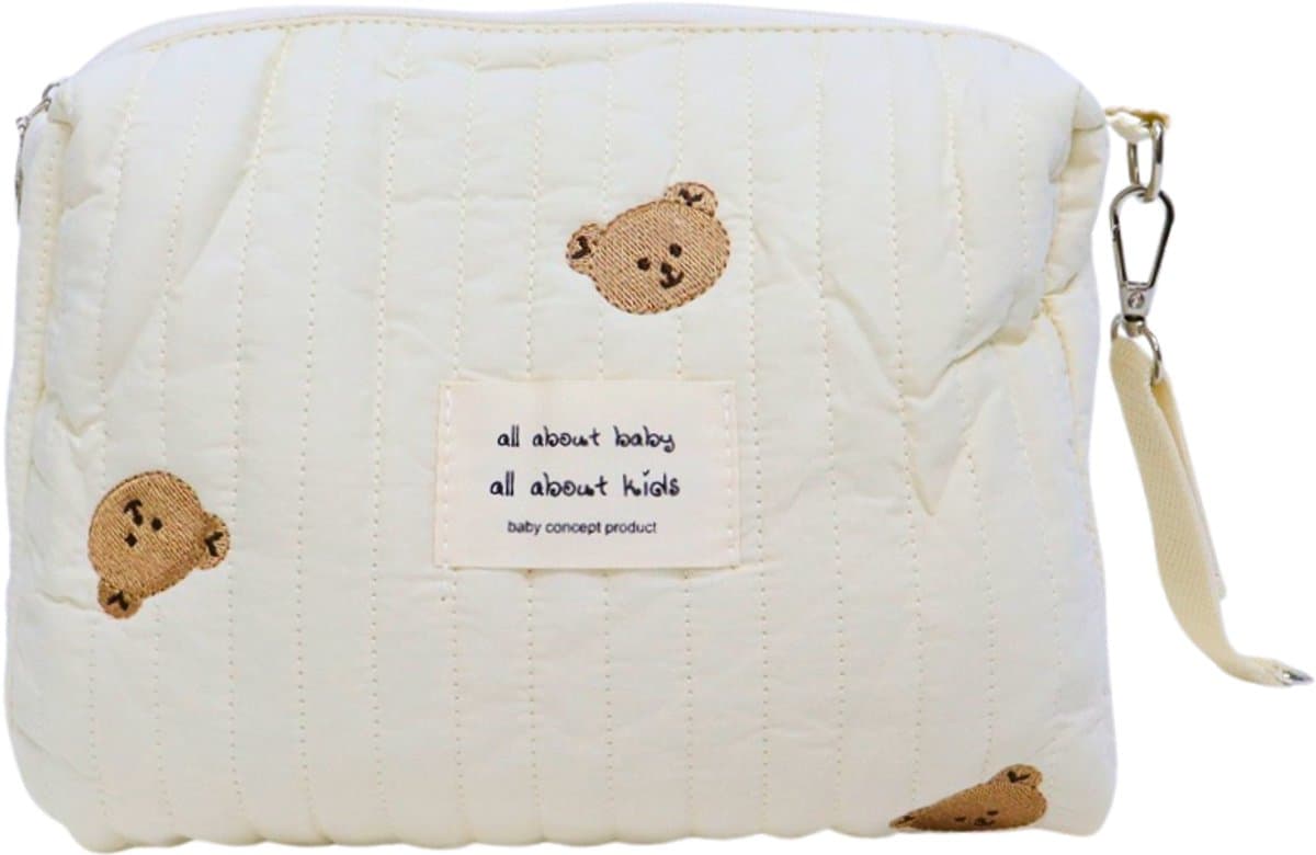 Joya Kids® Baby Toilettas | Luiertas Organizer Klein | 25x17 cm | Crèmekleurig met Teddy Beertjes | Voor Luiers, Crème, Speentjes en Babyverzorging | Unisex thumbnail 2